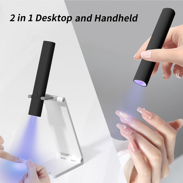 UV For Gel Nails, Mini U V LED Nail Light Handheld, With Bracket, Portable Nail Dryer, Rechargeable USB Wireless, For Fast Drying, Black - Novair-product name