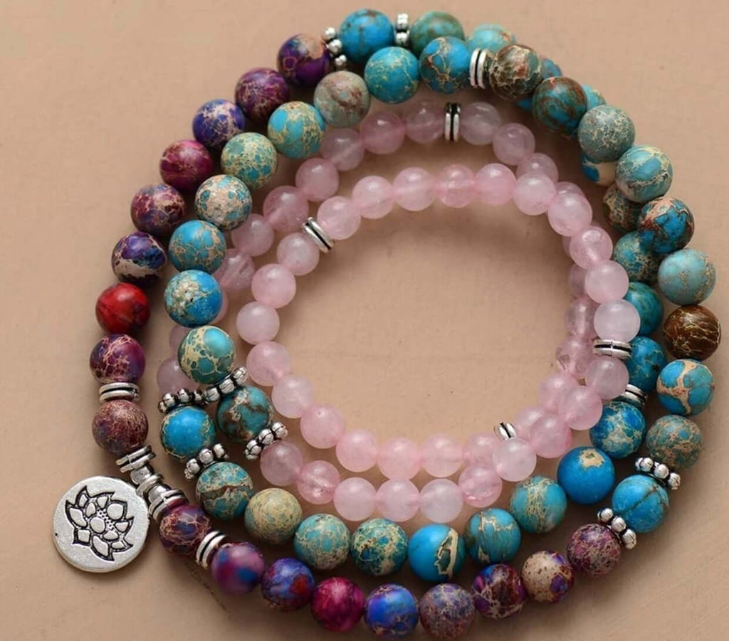 Amazon Stone Tiger Eye Stone Bracelet Necklace 108 Buddha Beads Lotus Bracelet - Novair-product name