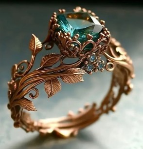 Rose Gold Branch Flower Inlaid Blue Crystal Ring - Novair-product name