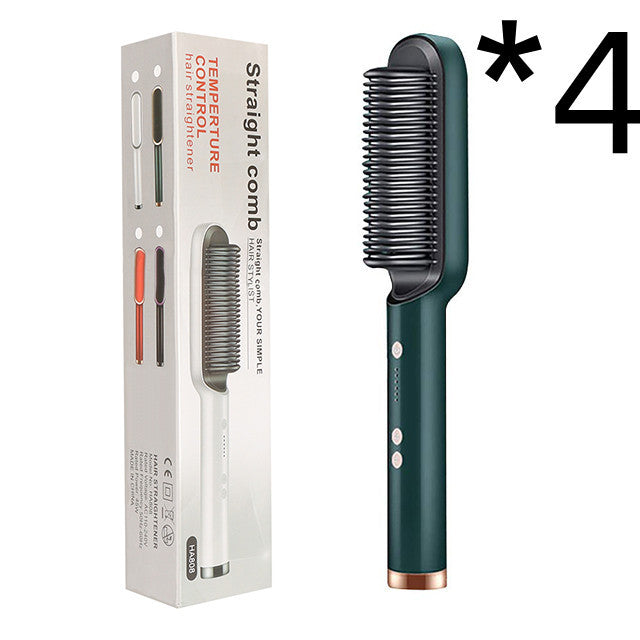 New 2 In 1 Hair Straightener Hot Comb Negative Ion Curling Tong Dual-purpose Electric Hair Brush - Novair-product name