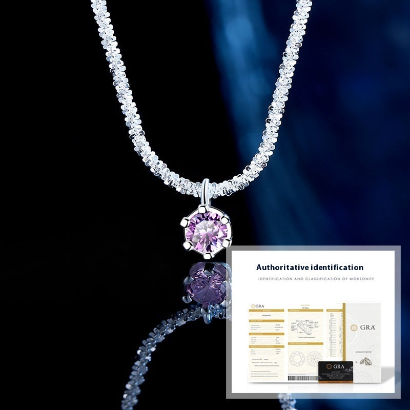 S925 Sterling Silver Colorful Moissanite Sparkling Necklace For Women - Novair-product name