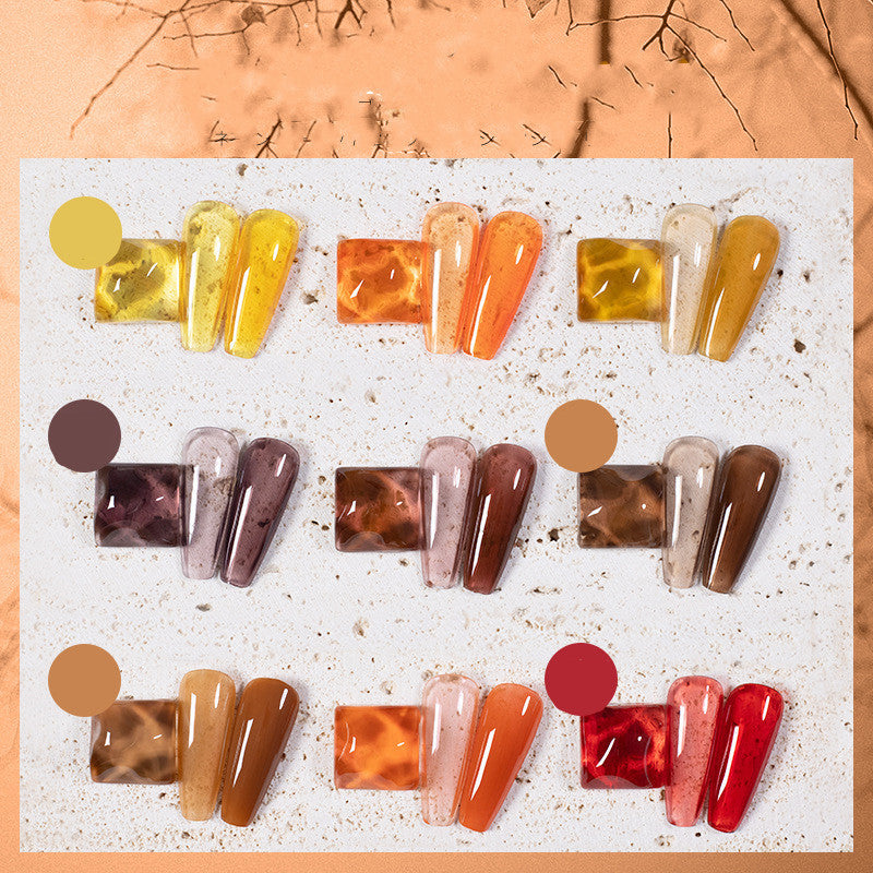 9 Colors Amber Set UV Gel Nail Polish Ice Penetration Soak Off Shining - Novair-product name