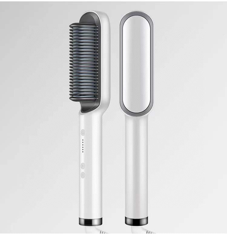 New 2 In 1 Hair Straightener Hot Comb Negative Ion Curling Tong Dual-purpose Electric Hair Brush - Novair-product name