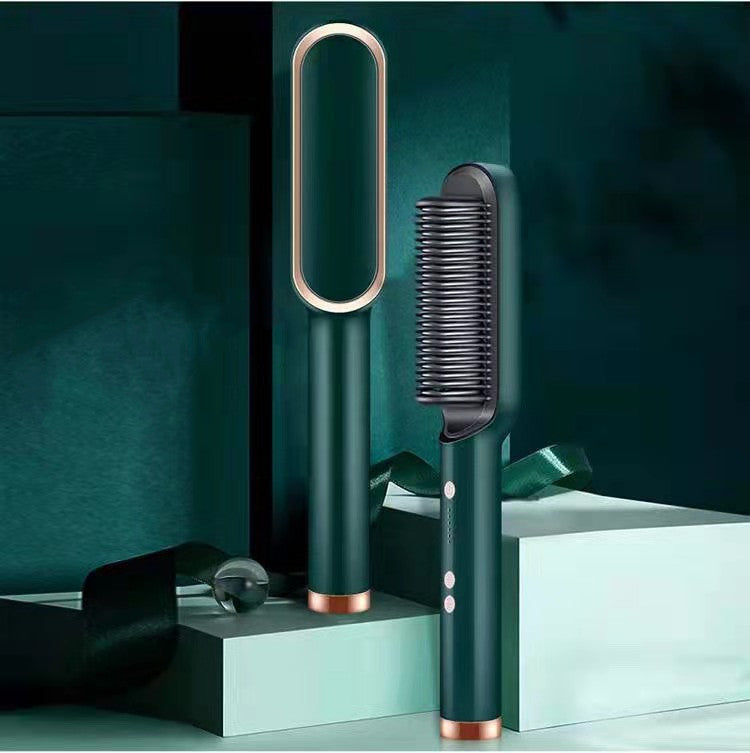 New 2 In 1 Hair Straightener Hot Comb Negative Ion Curling Tong Dual-purpose Electric Hair Brush - Novair-product name