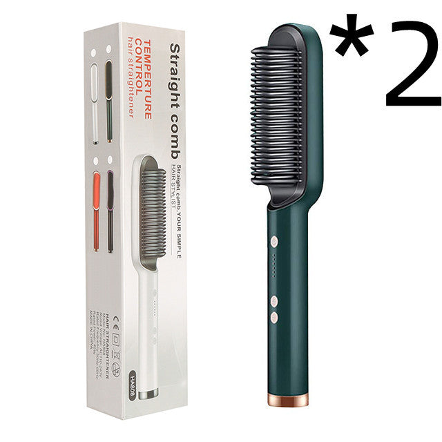 New 2 In 1 Hair Straightener Hot Comb Negative Ion Curling Tong Dual-purpose Electric Hair Brush - Novair-product name