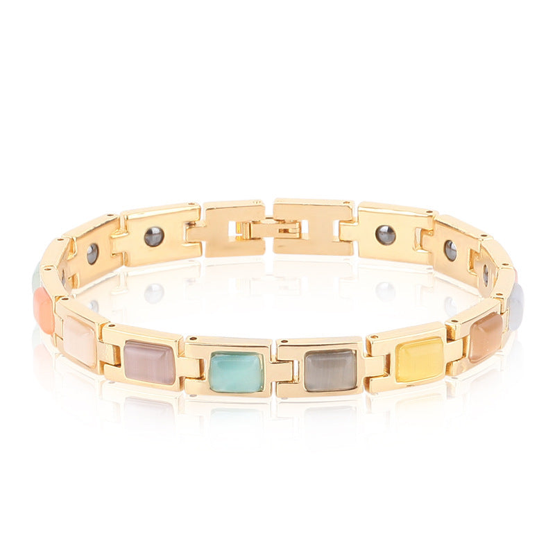Gold-plated opal and turquoise magnet health bracelet - Novair-product name