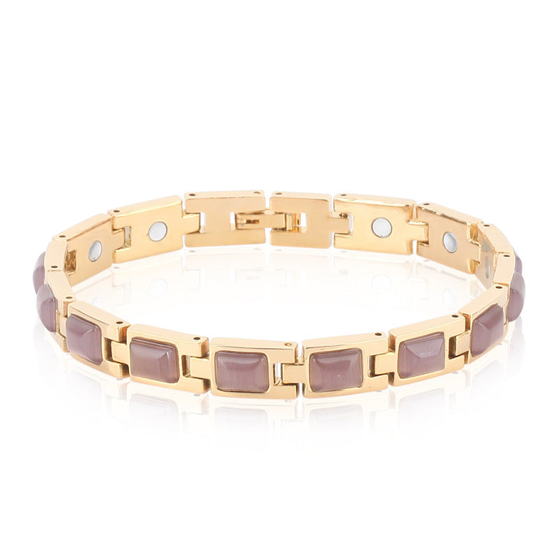 Gold-plated opal and turquoise magnet health bracelet - Novair-product name