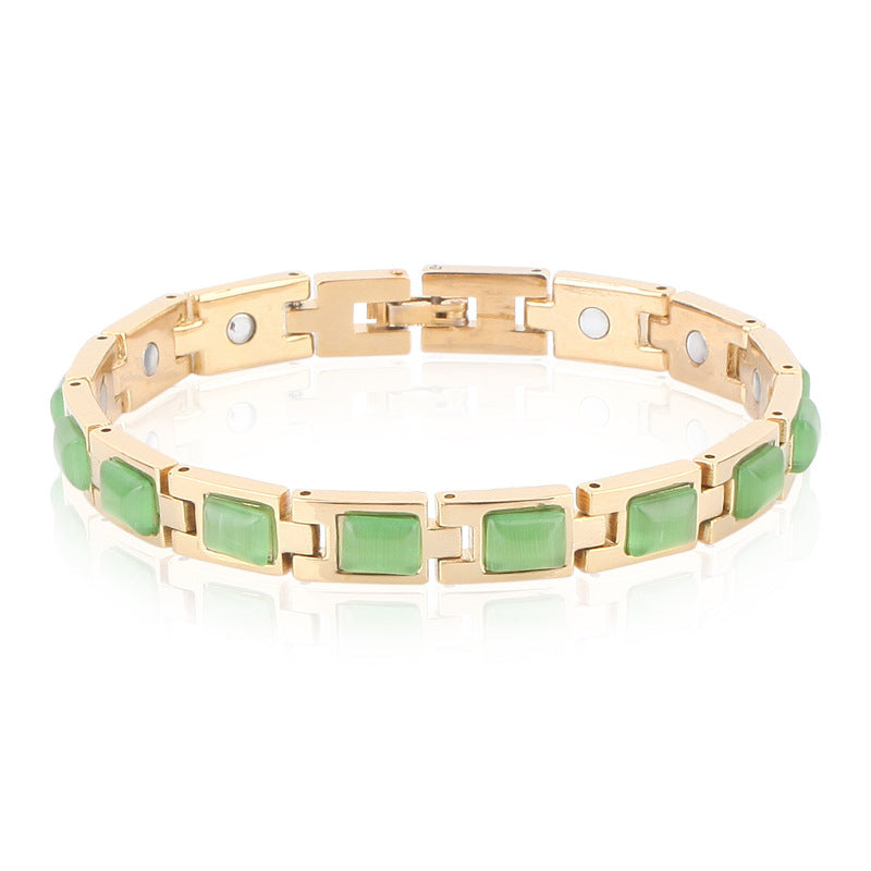 Gold-plated opal and turquoise magnet health bracelet - Novair-product name