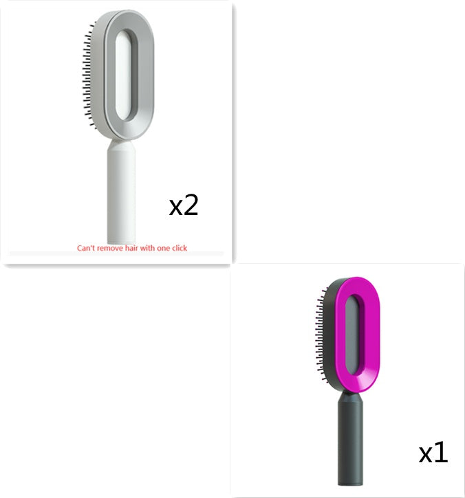 Self Cleaning Hair Brush for Women with One-Key Cleaning, Airbag Massage Scalp Comb, and Anti-Static Features