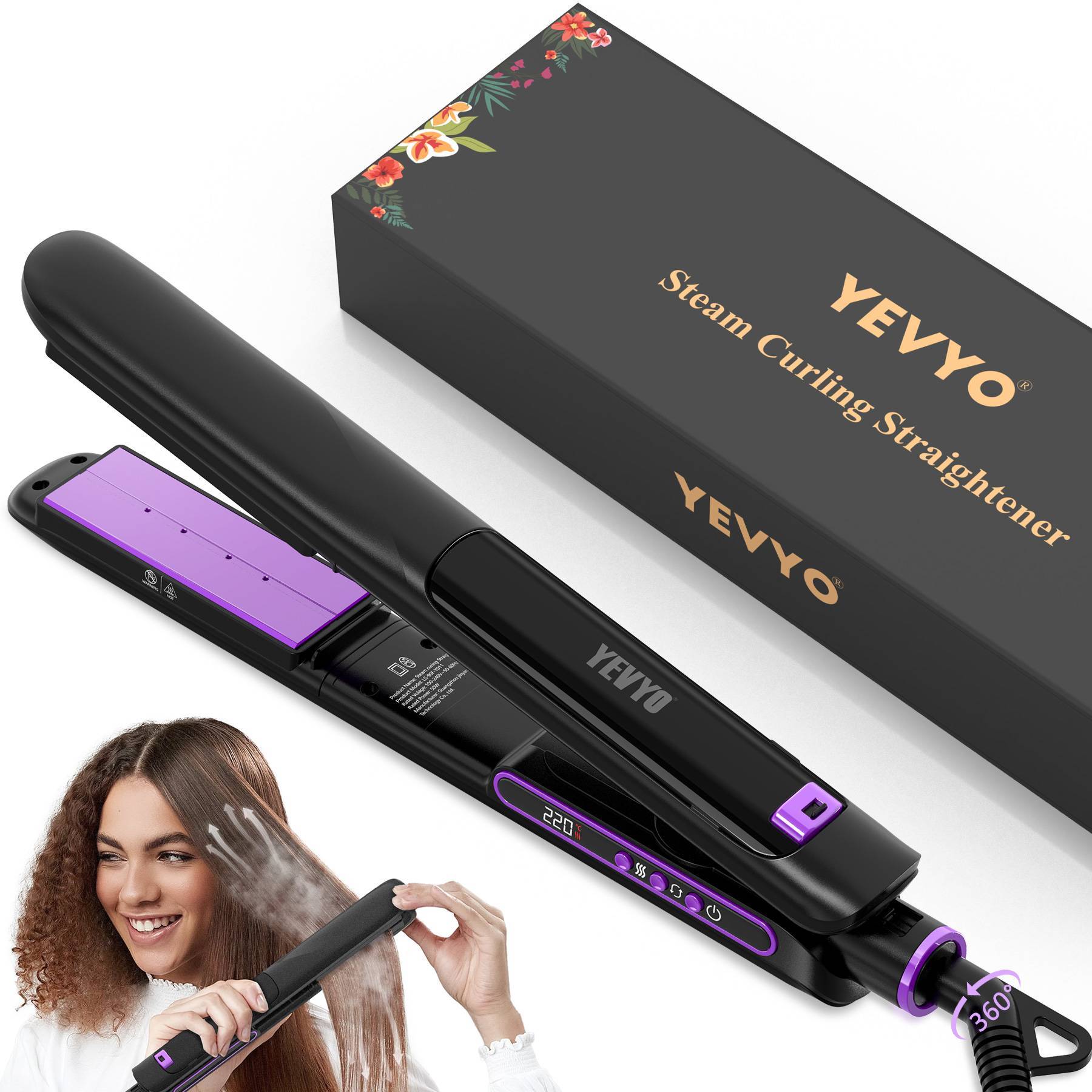 Professional Salon Titanium Vapor Straightening Irons, Light Steam Flat Iron - Novair-product name