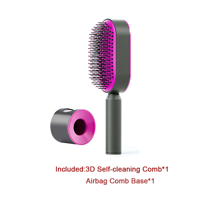 Self Cleaning Hair Brush For Women One-key Cleaning Hair Loss Airbag Massage Scalp Comb Anti-Static Hairbrush - Novair-product name
