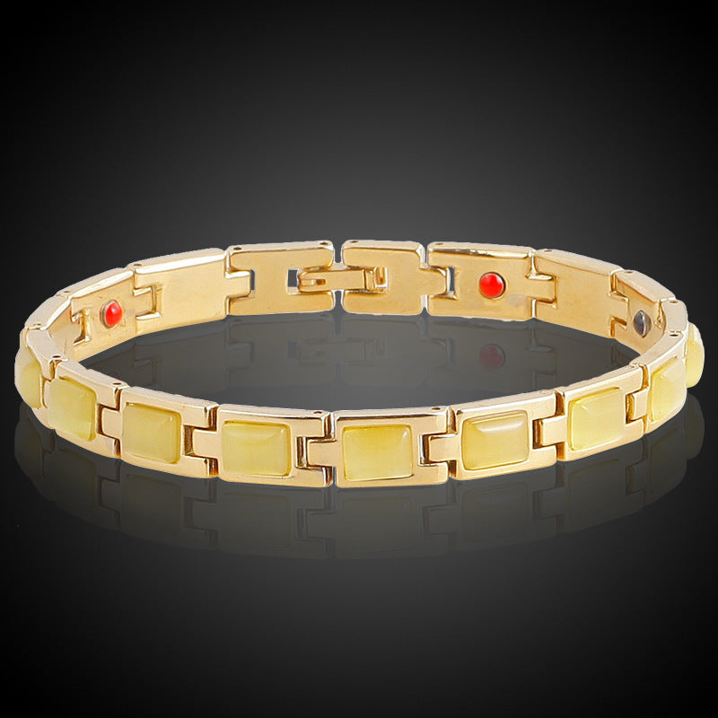 Gold-plated opal and turquoise magnet health bracelet - Novair-product name