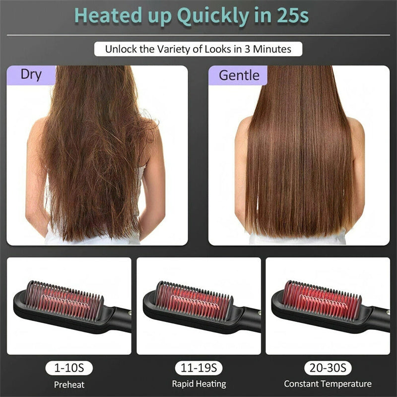 New 2 In 1 Hair Straightener Hot Comb Negative Ion Curling Tong Dual-purpose Electric Hair Brush - Novair-product name