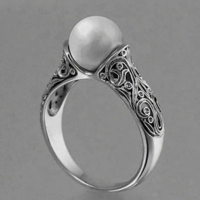 Inlaid Imported Artificial ABS Pearl Ring - Novair-product name