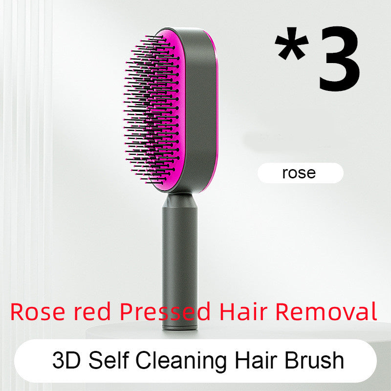 Self Cleaning Hair Brush For Women One-key Cleaning Hair Loss Airbag Massage Scalp Comb Anti-Static Hairbrush - Novair-product name