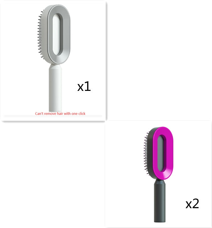 Self Cleaning Hair Brush for Women with One-Key Cleaning, Airbag Massage Scalp Comb, and Anti-Static Features