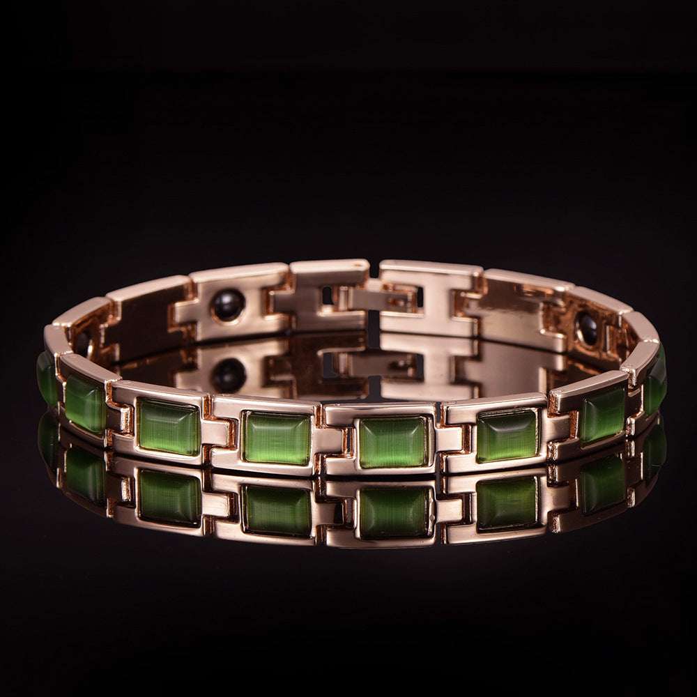 Gold-plated opal and turquoise magnet health bracelet - Novair-product name