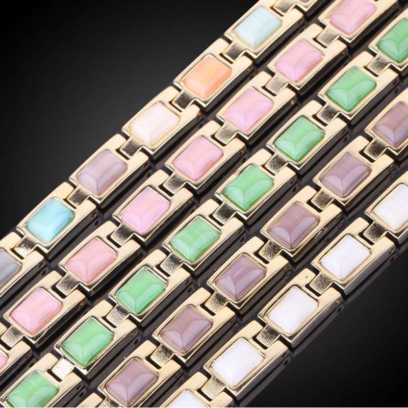Gold-plated opal and turquoise magnet health bracelet - Novair-product name