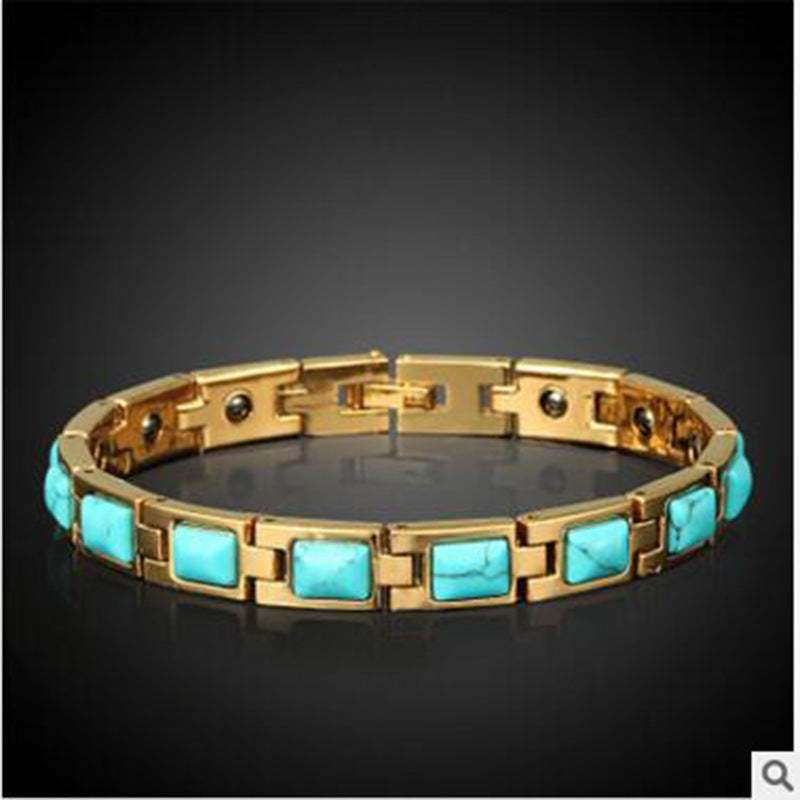 Gold-plated opal and turquoise magnet health bracelet - Novair-product name