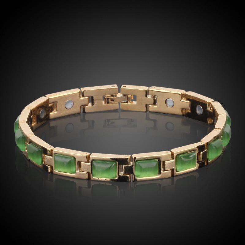 Gold-plated opal and turquoise magnet health bracelet - Novair-product name