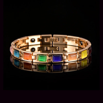 Gold-plated opal and turquoise magnet health bracelet - Novair-product name