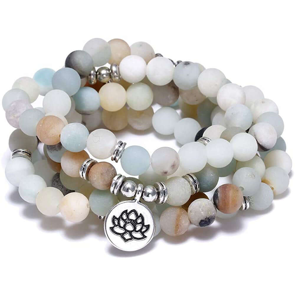 Amazon Stone Tiger Eye Stone Bracelet Necklace 108 Buddha Beads Lotus Bracelet - Novair-product name
