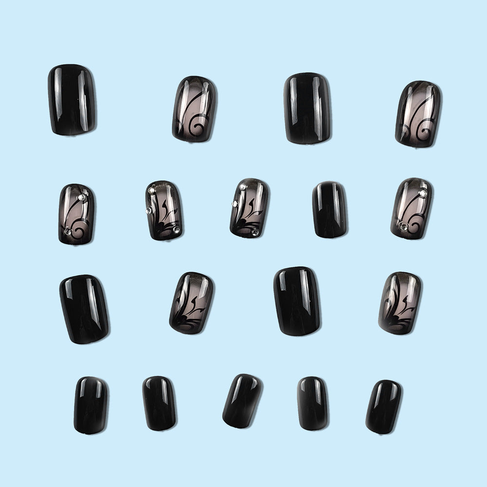Dark Ins Style Black Vine Wearing Nails And Nails - Novair-product name