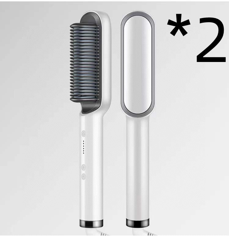 New 2 In 1 Hair Straightener Hot Comb Negative Ion Curling Tong Dual-purpose Electric Hair Brush - Novair-product name