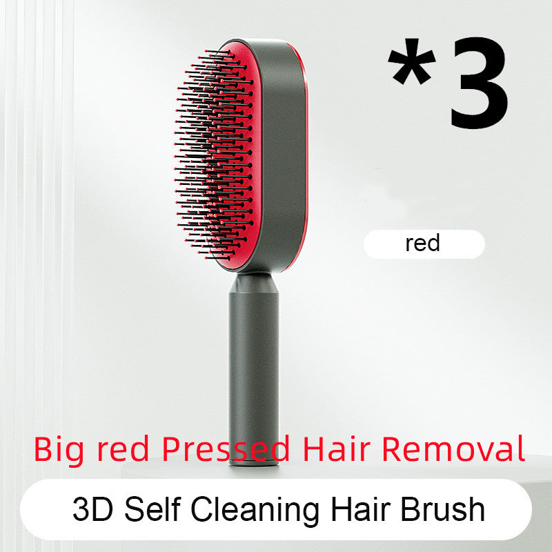 Self Cleaning Hair Brush For Women One-key Cleaning Hair Loss Airbag Massage Scalp Comb Anti-Static Hairbrush - Novair-product name