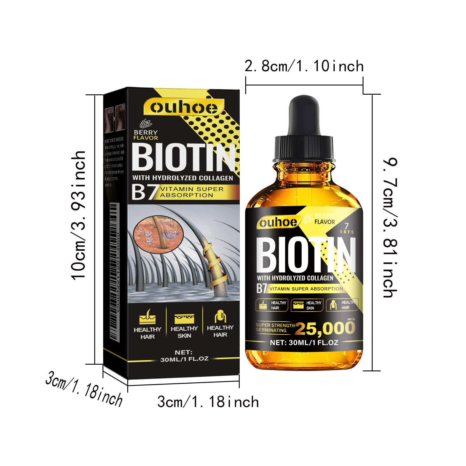 RESEARCH Liquid Biotin & Collagen Hair Growth Drops  - Biotin And Liquid Collagen Supplement For Men & Women - Glowing Skin Support, Healthy Hair & Nail Growth - Novair-product name