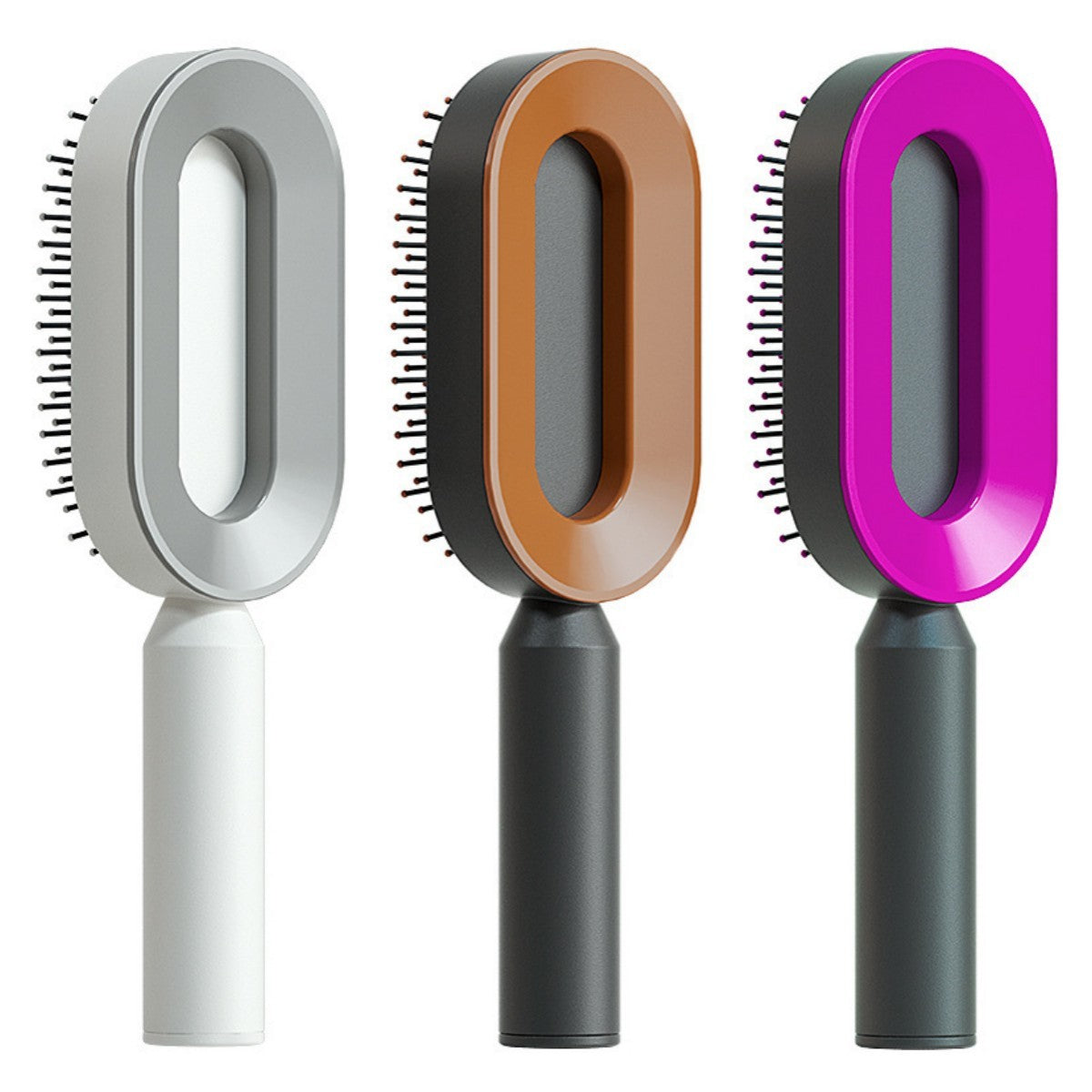 Self Cleaning Hair Brush for Women with One-Key Cleaning, Airbag Massage Scalp Comb, and Anti-Static Features
