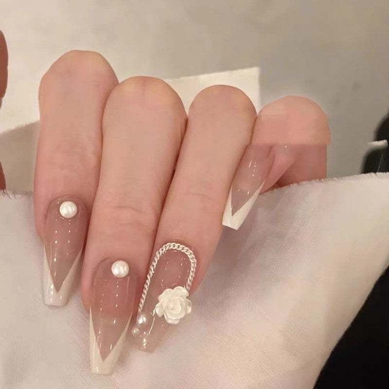 False Nails Can Be Taken With French Camellia - Novair-product name
