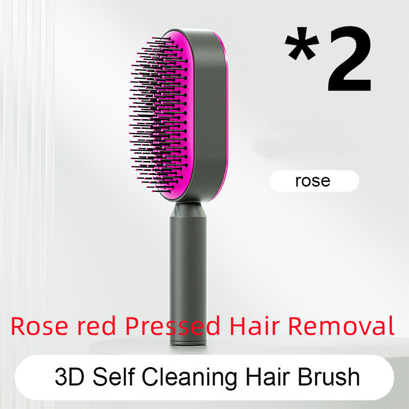 Self Cleaning Hair Brush For Women One-key Cleaning Hair Loss Airbag Massage Scalp Comb Anti-Static Hairbrush - Novair-product name