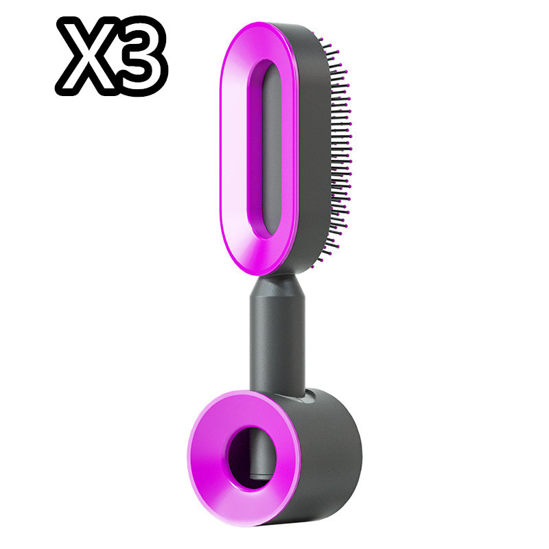 Self Cleaning Hair Brush for Women with One-Key Cleaning, Airbag Massage Scalp Comb, and Anti-Static Features