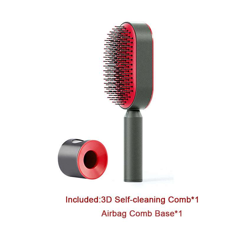Self Cleaning Hair Brush For Women One-key Cleaning Hair Loss Airbag Massage Scalp Comb Anti-Static Hairbrush - Novair-product name