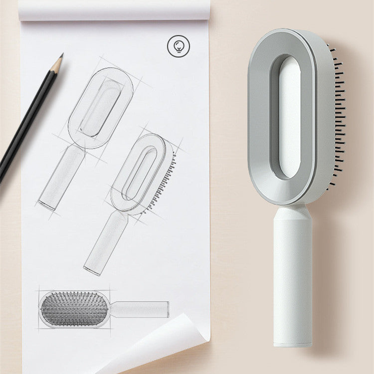 Self Cleaning Hair Brush For Women One-key Cleaning Hair Loss Airbag Massage Scalp Comb Anti-Static Hairbrush - Novair-product name