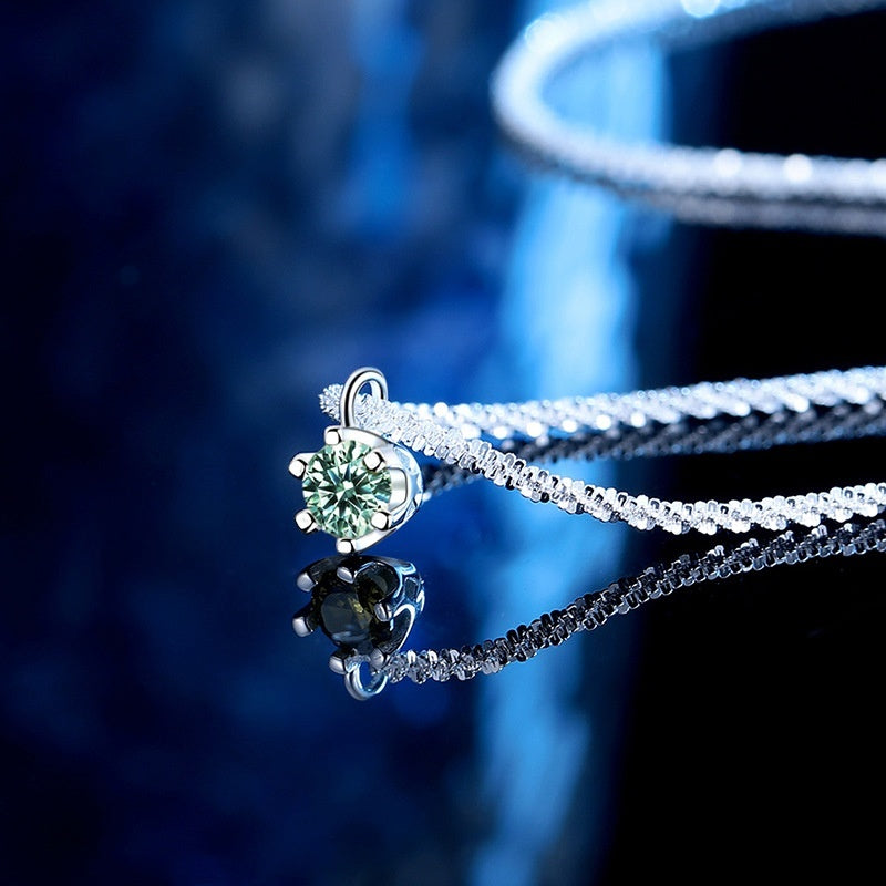 S925 Sterling Silver Colorful Moissanite Sparkling Necklace For Women - Novair-product name