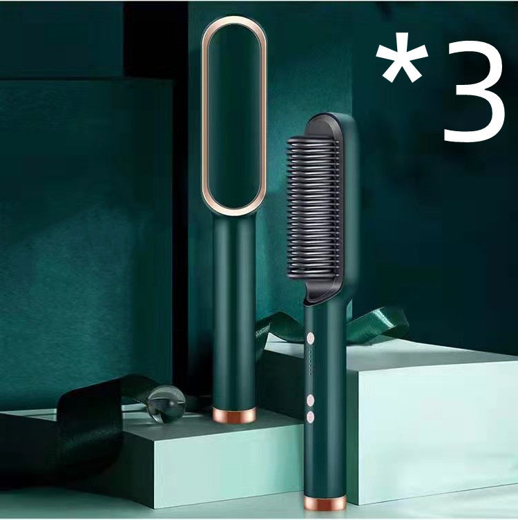 New 2 In 1 Hair Straightener Hot Comb Negative Ion Curling Tong Dual-purpose Electric Hair Brush - Novair-product name