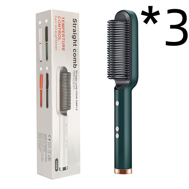 New 2 In 1 Hair Straightener Hot Comb Negative Ion Curling Tong Dual-purpose Electric Hair Brush - Novair-product name