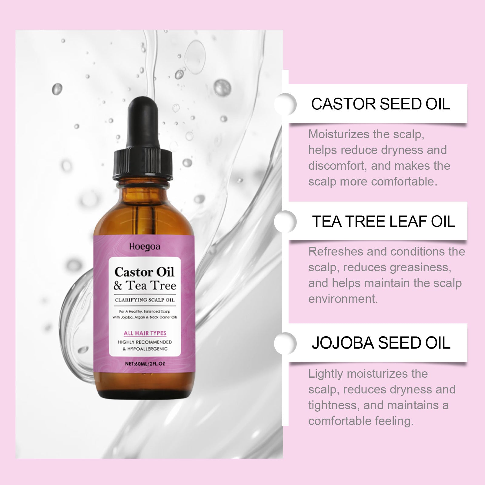 HOEGOA Scalp Treatment Oil Nourishes Hair, Moisturizes And Locks In Moisture, Improves Hair Texture, Reduces Oil Frizz - Novair-product name