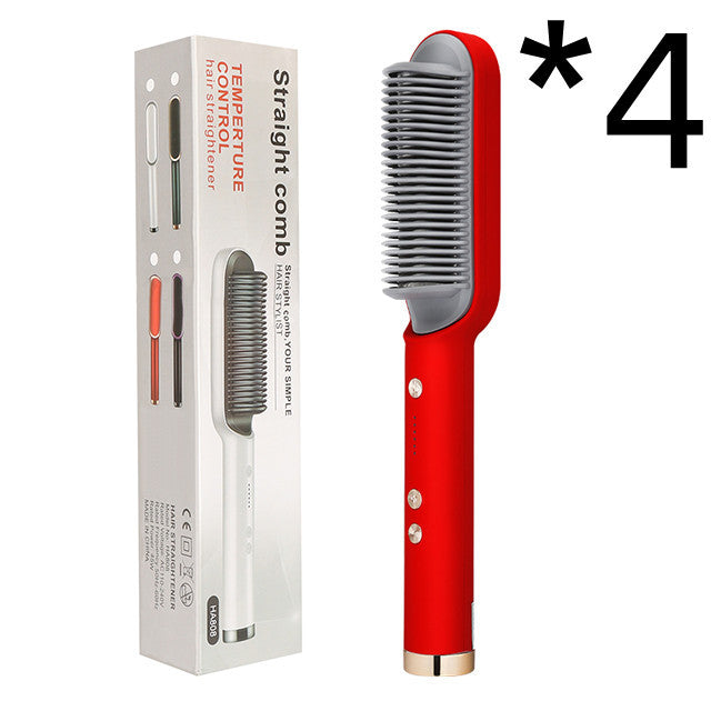 New 2 In 1 Hair Straightener Hot Comb Negative Ion Curling Tong Dual-purpose Electric Hair Brush - Novair-product name