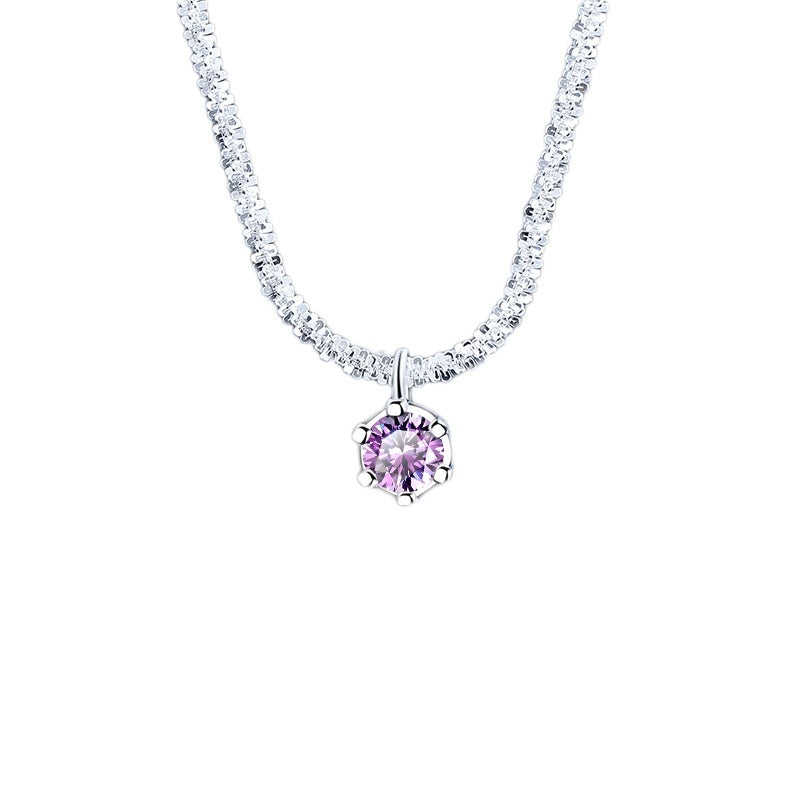 S925 Sterling Silver Colorful Moissanite Sparkling Necklace For Women - Novair-product name