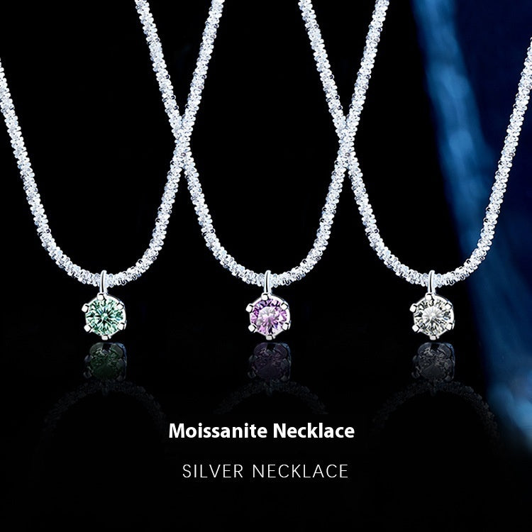 S925 Sterling Silver Colorful Moissanite Sparkling Necklace For Women - Novair-product name