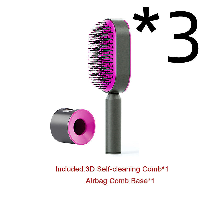 Self Cleaning Hair Brush For Women One-key Cleaning Hair Loss Airbag Massage Scalp Comb Anti-Static Hairbrush - Novair-product name