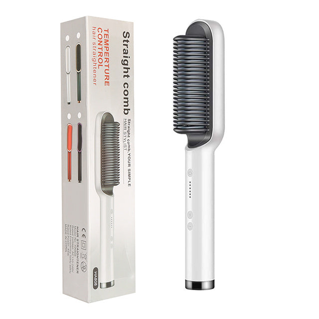 New 2 In 1 Hair Straightener Hot Comb Negative Ion Curling Tong Dual-purpose Electric Hair Brush - Novair-product name