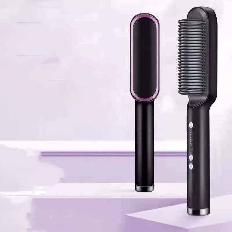 New 2 In 1 Hair Straightener Hot Comb Negative Ion Curling Tong Dual-purpose Electric Hair Brush - Novair-product name