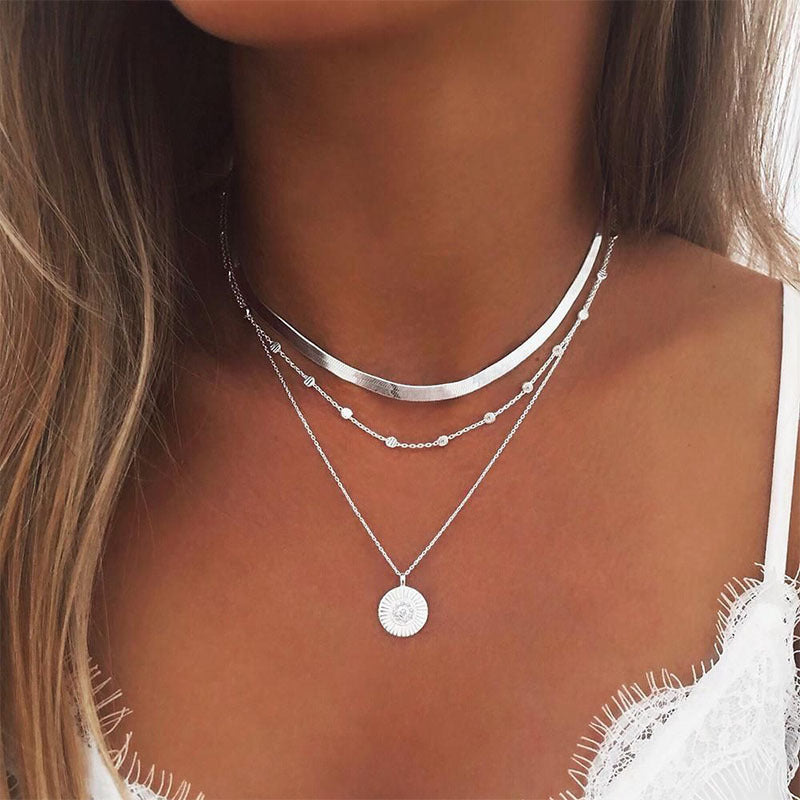 Women's Fashion Personalized Simple Multi-layer Lotus Pendant Necklace - Novair-product name