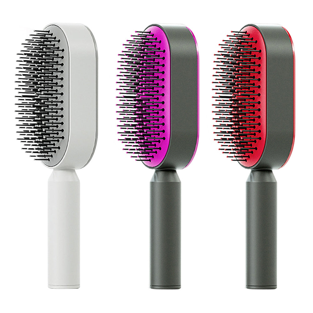 Self Cleaning Hair Brush For Women One-key Cleaning Hair Loss Airbag Massage Scalp Comb Anti-Static Hairbrush - Novair-product name