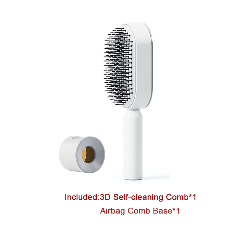 Self Cleaning Hair Brush For Women One-key Cleaning Hair Loss Airbag Massage Scalp Comb Anti-Static Hairbrush - Novair-product name