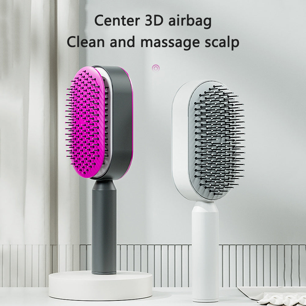 Self Cleaning Hair Brush For Women One-key Cleaning Hair Loss Airbag Massage Scalp Comb Anti-Static Hairbrush - Novair-product name